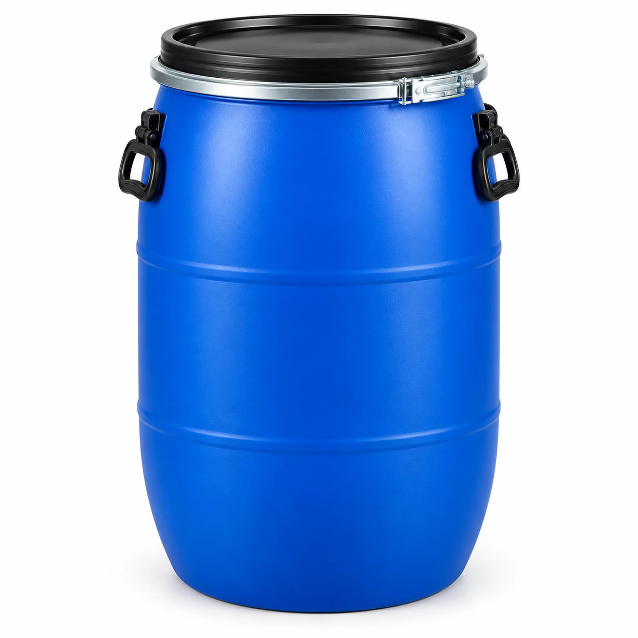 New 200 litre open top blue HDPE drum with locking lid by Gajera Enterprise