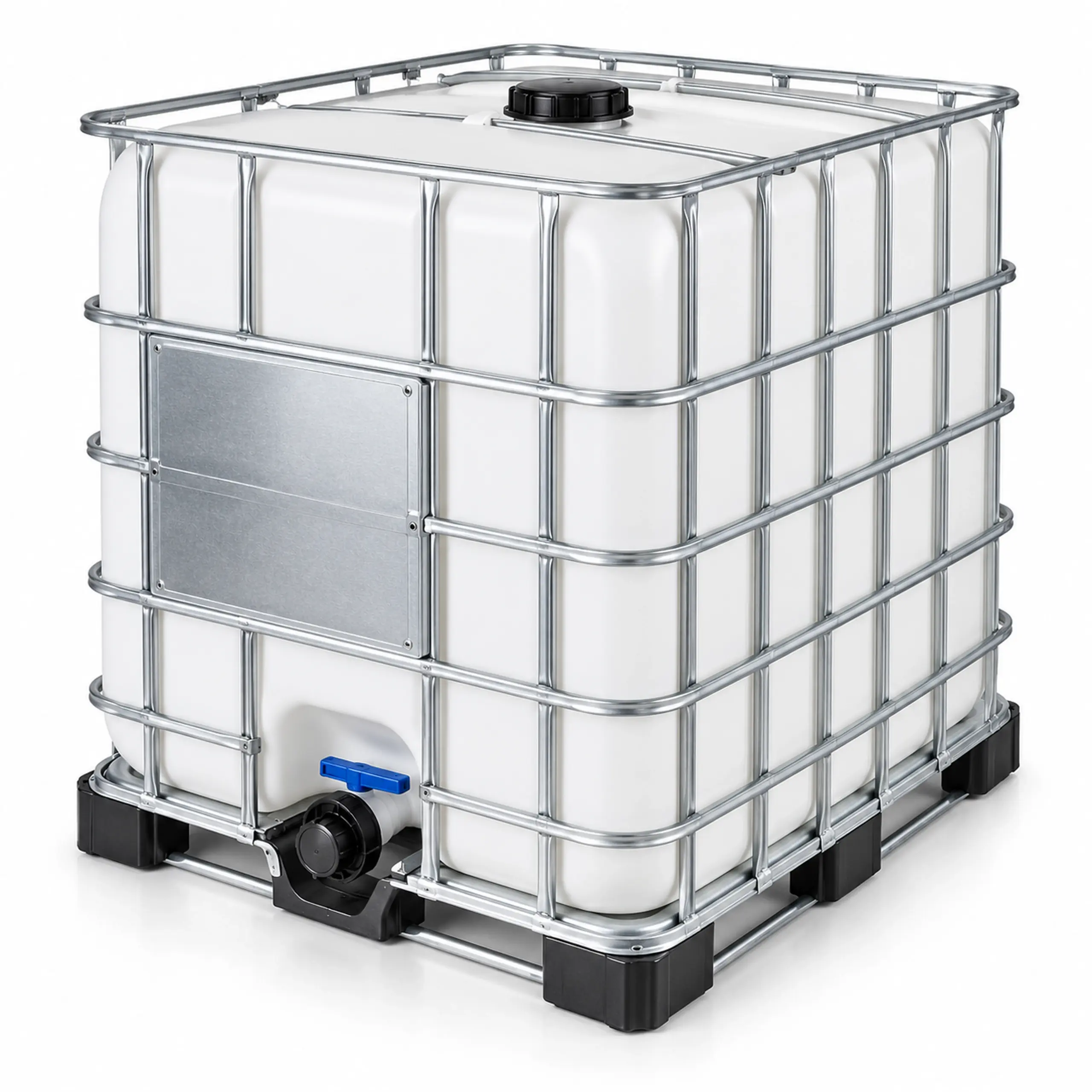 New 1000 litre IBC tank with HDPE bottle and galvanized steel cage by Gajera Enterprise